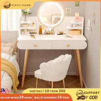 【RUSTIC CHARM】Dresser Makeup Table With LED Mirror Modern Style Drawer Makeup Table Girl's Bedroom M