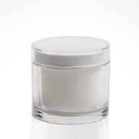 200G acrylic pearl white straight round jar pot tin essence moisture gel day night cream serum whitening skin Cosmetic Packaging