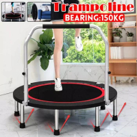 40inch 100x22cm Trampoline Bouncing Bed Foldable Jumping Sport Fitness Exercise Tools with Handle for Kids Adults Max Load 150kg