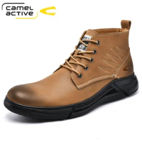 Camel Active Men Shoes Genuine Leather Motorcycle Boots Outdoor Ankle Boots Men's Chelsea Boots Casual Shoes Size 38-46