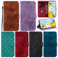 Leather Wallet Phone Case For OPPO K11X K10X K9 K9S A1 F21 F21S Pro Flip Card Slot Holder Cover Flower Pattern Strap Coque Etui