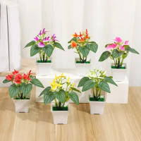 1PC Fashion Plastic Flower Home Decor Desktop Ornament Artificial Anthurium Anthurium Bonsai Fake Plant