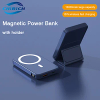 Portable Magnetic Wireless Power Bank 10000mAh Powerbank With Holder External Spare Battery Pack For iPhone Xiaomi Samsung