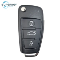 SUPERKEY For Audi A2 A3 A4 A6 A6L A8 Q7 TT 3 Buttons Folding Remote Flip Car Key Case Shell Cover Fob Replacement
