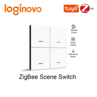 Tuya Zigbee Smart Scene Switch Button 4 Gang Wireless Switch Push Button Controller Smart Home Automation Scenario Switch
