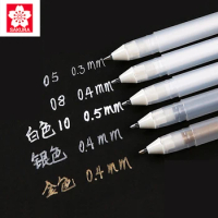 3pcs/lot Sakura White Gel Ink Pen Classic Gelly Roll Art Highlight Marker Pen Bright White Silver Gold Art Painting Drawing Pens
