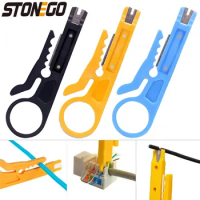 STONEGO 1OC Mini Strippers Crimping Pliers - Universal Cable Cutter and Crimping Tool for RG59, RG6, RG7, RG11,CAT5, CAT6