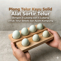 KKD-Plong Telur Kayu Solid / Alat Sortir Telur / Ukuran 8cmx30cmx1cm dengan 3 Lubang dan 4 Lubang un