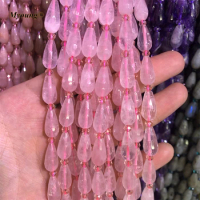8x16mm Water Drop Shape Natural Rose Crystal Quartz Faceted Stone Beads For DIY Jewelry Making MY210528