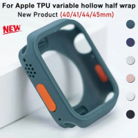 Soft Cover for Apple Watch 9 8 7 45/41mm TPU Case Skeleton Protector for IWatch Series 5 6 Se 4 44mm 40mm Change To Ultra2 49mm