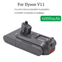 25.2V 6.0Ah Replacement Battery for Dyson V11 SV14 SV15 Series V11 Click-in Vacuums Fluffy Vacuum Cleaner Lithium Li-ion Battery
