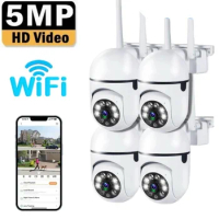 5MP 4X Digital Zoom Wifi Security Monitor Camera Color Night Vision Outdoor Waterproof Cam Home Wireless CCTV Surveillance Cam
