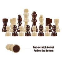 Wooden Chess Pieces Only, 32 Pieces Chessmen Pieces, 2.2Inch King Figures Chess Game Pawns Figurine Pieces Replacements