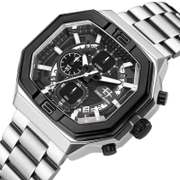 DISKON  Evans Jayden Jam Tangan Pria EJ 9464 Rantai Stainless Steel Chronograph Kaca Sapphire Water 