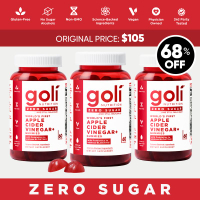 3 Bottles of Goli Zero Sugar Worlds First Apple Cider Vinegar Gummies - Vitamin B12 Probiotics to Ad