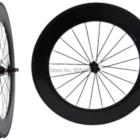 Brand New - Full Carbon Glossy Clincher Rim Wheelset Road Bike 700C Bicycle Wheel 88mm