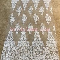 LV0287BCL quality beaded bridal lace fabric off white light ivory