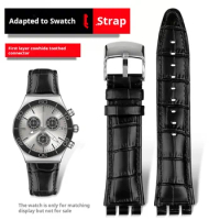 For Swatch YVS423 419 413 406 400 420 Man 21mm High quality Leather cowhide Watch strap Soft Black brown Watchband Free tool