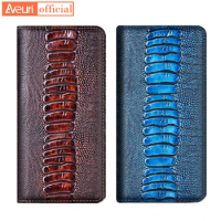 Luxury Genuine Leather Flip Phone Case For OnePlus 10T 11 11R Nord N10 N20 SE N100 N300 Ace 2 2V Pro Ostrich Style Cover Case