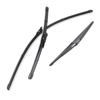 Wiper Blades Kit, Front and Rear Windscreen Window Wiper Blade for Nissan Qashqai