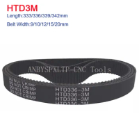 HTD 3M Rubber Synchronous Closed-loop Belt HTD3M-333/336/339/342mm Transmission Belt Width=9/10/12/15/20mm Teeth=111/112/113/114