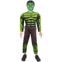 Kids Hulk Costume Adult Hulk Muscle Cosplay Outfit with Mask for Boys Halloween Carnival Party Cosplay Jumpsuit