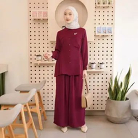 Ederra Belvina Set / Pakaian Set / Setelan Wanita / Setelan Celana S/M Claret