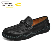 Camel Active New Men's Casual Shoes Leather Spring/Autumn Business Wedding Retro Lace-up Breathable Men Loafers
