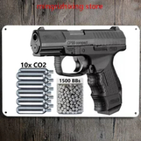 Umarex Walther Cp99 Compact - Blowback Co2 .177 Cal Bb Gun Air Pistol - 345 Fps Wall Tin Sign Metal Decor Plate Plaques