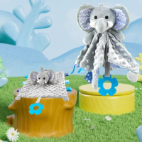 Elephant Pattern Baby Plush Blanket, Rattle,Teether, Suitable for Newborn Baby Boys and Girls,Birthday and Children's Day Gifts