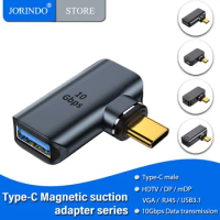 JORINDO Magnetic Type-C to HDTV-Compatible/DP/mDP/VGA/RJ45/USB3.1 4K 10Gbps Data Transfer adapter connector