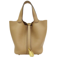 【二手名牌BRAND OFF】HERMES 愛馬仕 餅乾色 TC牛皮 Picotin Lock 18 手提包 金扣 Z刻