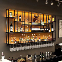 【最低價 公司貨】吧臺壁掛式酒架靠墻置物架高腳杯酒吧鐵藝展示架創意餐廳紅酒架子