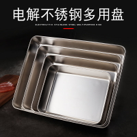 不銹鋼托盤平底長方形方盤商用燒烤盤子蒸糕金屬鐵盤子大號盆盆子