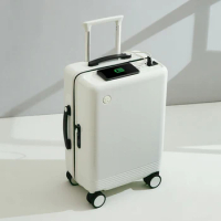 Seek luxury travel aluminum carry on trolley luggage with universal wheels TSA locks carry on smart suitcase