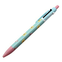小禮堂 迪士尼 小熊維尼 日製多色原子筆《綠粉.大臉》0.5mm.雙色筆.SUNSTAR系列