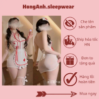 C76 đồ ngủ váy y tá kèm bờm thun voan co dãn mềm mại