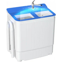 Portable Washer and Dryer, 17.6LBS Small Washing Machine Spin Combo, Compact Mini Twin Tub for Apartme