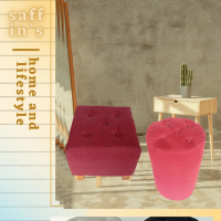 sofa stool kotak ottoman kancing 50*50*40,rangka kayu-playwood,canvas Asli Busa Furniture