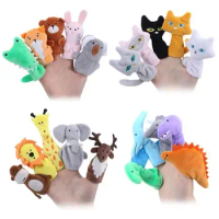 Soft Stuffed Toy Doll Animal Plush Doll Baby Toys Cat Dog Dinosaur Giraffe Tiger Bunny Kawaii Hand Finger Puppet