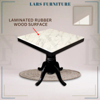 LarsFurniture Restaurant Solid Wood Table/Office Discussion Table/Rubber Wood Dining Table/Meja Kafe