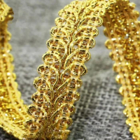 20Yards/lot 1.3CM Wide Gold Silver Line Fabric Centipede Ribbon Lace Trim Clothing Textiles Edge Curtain Bag Sew Webbing