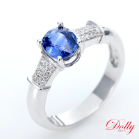 預購 DOLLY 1克拉 18K金無燒皇家藍色藍寶石鑽石戒指(013)