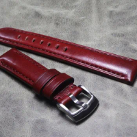20MM 22MM Watchband Watch Accessories Fashion Red Leather Watch Strap For SEIKO TISSOT Smartwatch Bracelet Vintage Watch Band