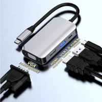 USB Type-C To HDMI Converters VGA Adpter Hub for Macbook Pro Air Dual HDMI VGA Aux PD OTG USB Hub 3.0 Type C Adapter