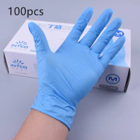 Vinyl Gloves 100PCS/Box Disposable Gloves Powder-free Industrial Food Safety 3mm Translucent Pvc Nitrile Gloves