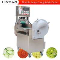 Industrial Vegetable Cutter Slicer Online Salad Master Fruit Banana Carrot Apple Cutting Dicing Slicing Machine Double Heads
