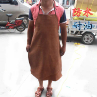Pu waterproof and oil proof apron plush warm leather apron workshop stall outdoor housework variegated