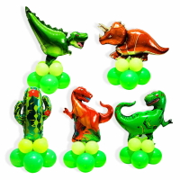 動物森林主題兒童幼兒園男寶寶生日布置恐龍氣球派對裝飾立柱路引