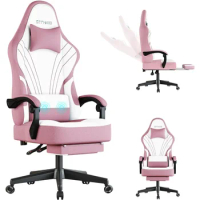 Gaming Chair,Big and Tall Gaming Chairs with Footrest,Ergonomic Computer Chairs,Fabric Office Chair with Lumbar Support,360